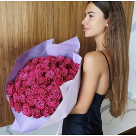 51 малиновая роза сорта Шангрила