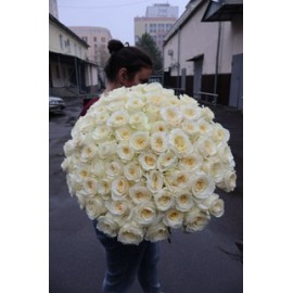 101 белая роза Кэндилайт (Эквадор)